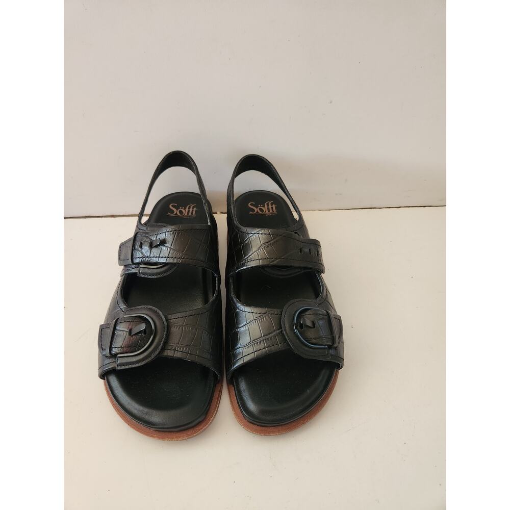 Soffit Adalia Black  Leather Croc Embossed Sandals Slingback Women's
Sz 7.5
EUC